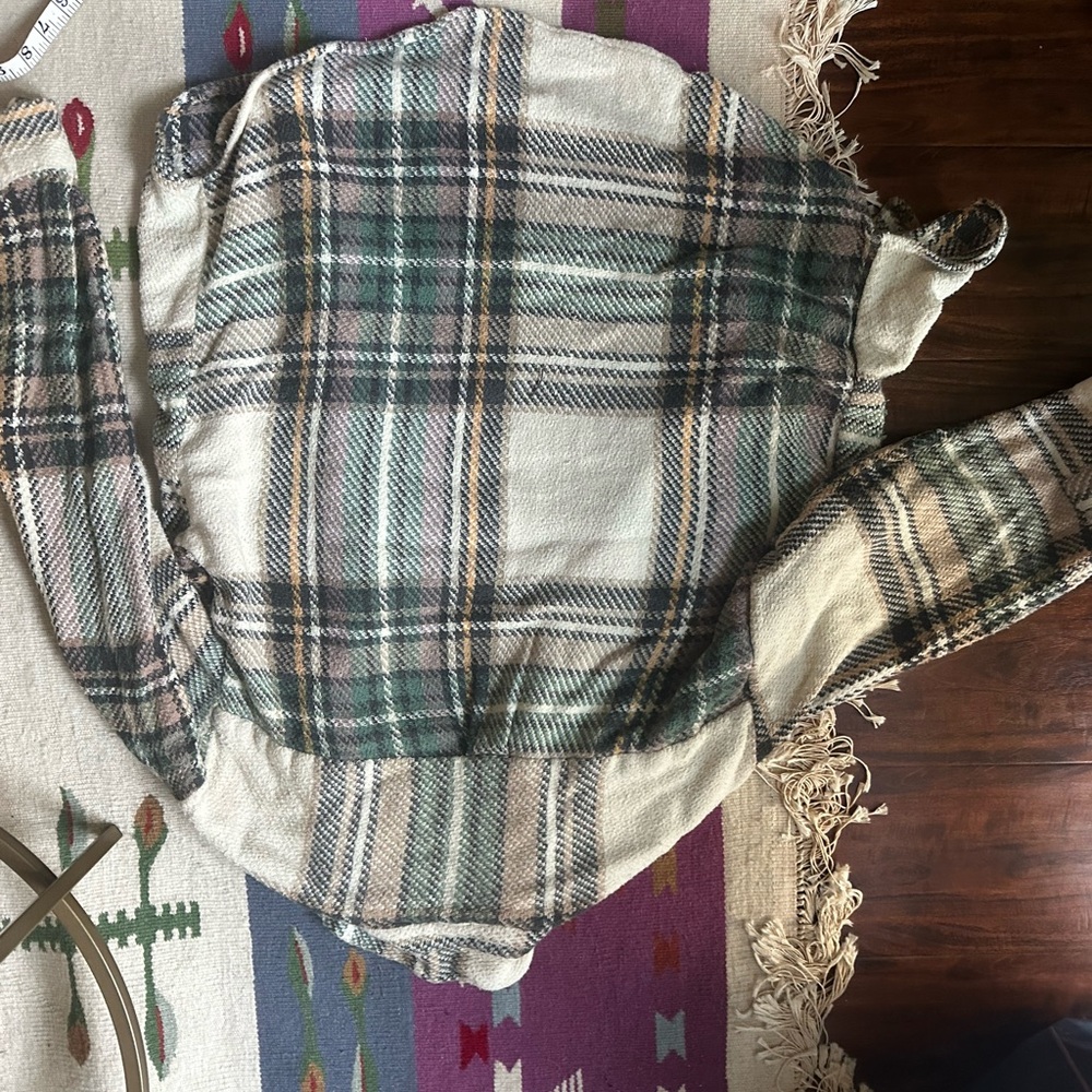 Vintage Raw Rags 100% Cotton Plaid Button-Up Flannel Shirt earth tones M - Picture 5 of 5